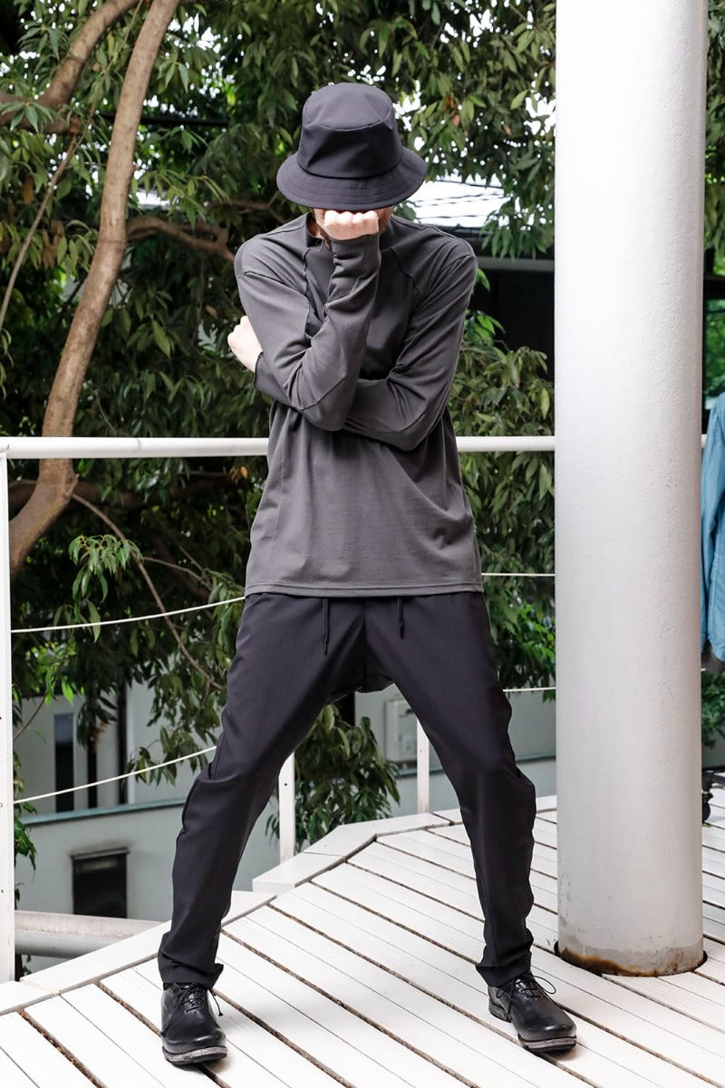 Semi High neck Long sleeve suvin cotton jersey  Charcoal