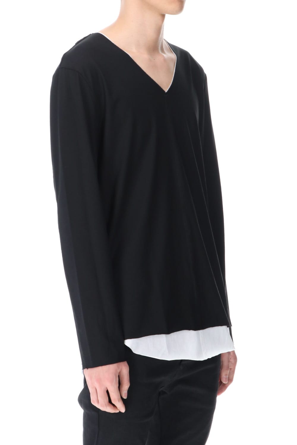 Layered Cutsew 4TH (V-Neck) Black/White