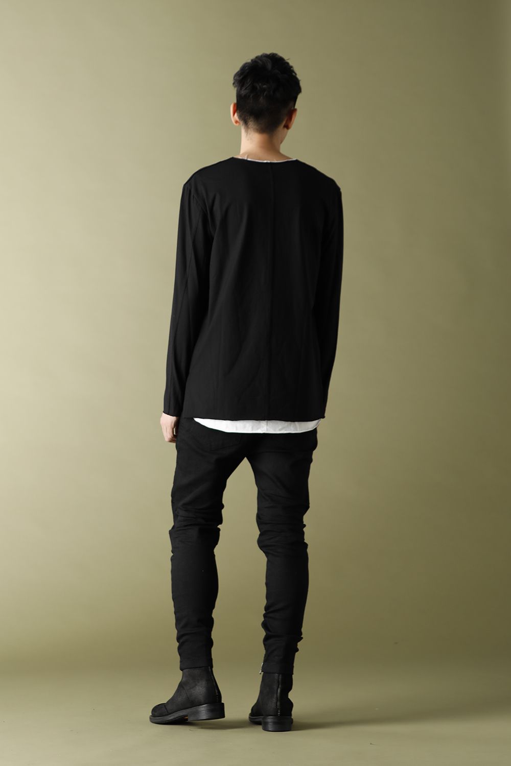 Layered Cutsew 4TH (V-Neck) Black/White