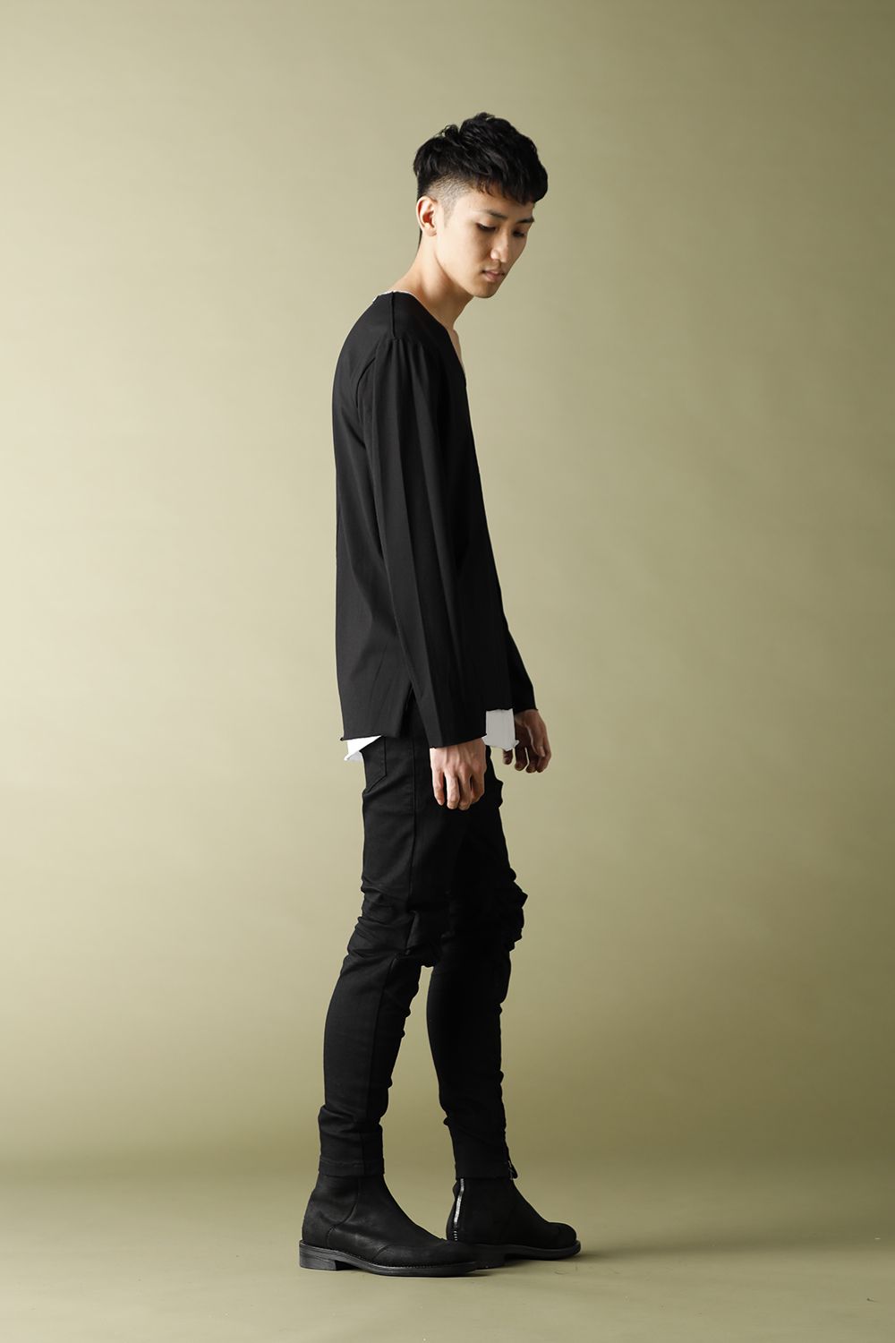Layered Cutsew 4TH (V-Neck) Black/White