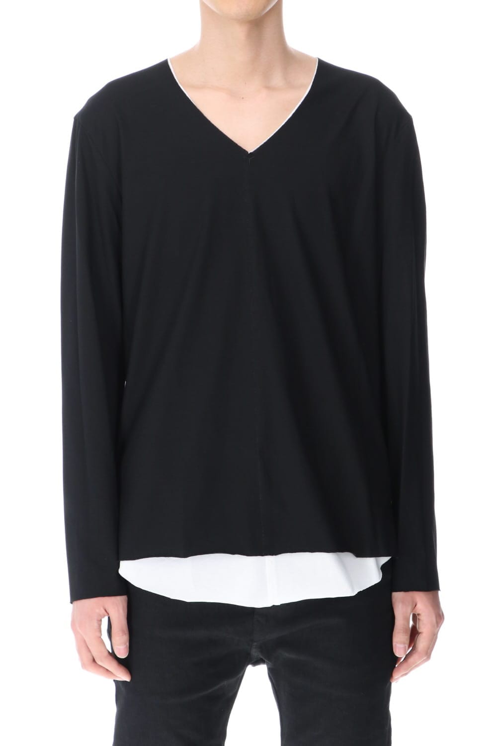 Layered Cutsew 4TH (V-Neck) Black/White