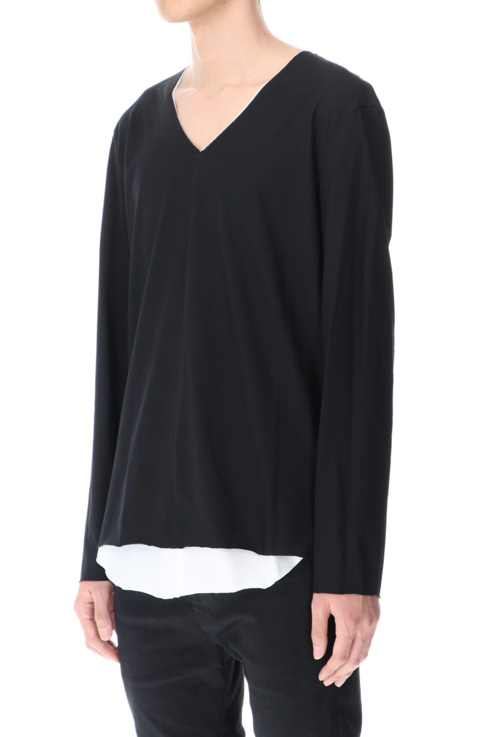 Layered Cutsew 4TH (V-Neck) Black/White