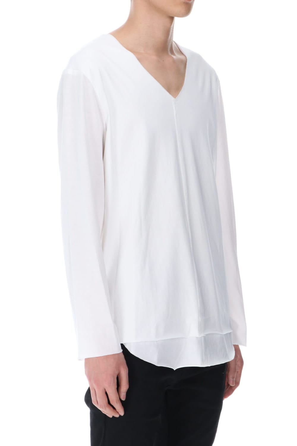 レイヤード カットソー4TH (V-Neck) White