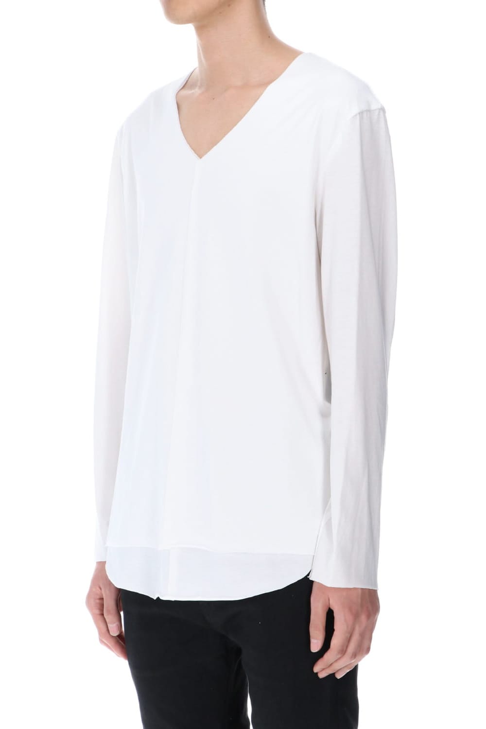 レイヤード カットソー4TH (V-Neck) White