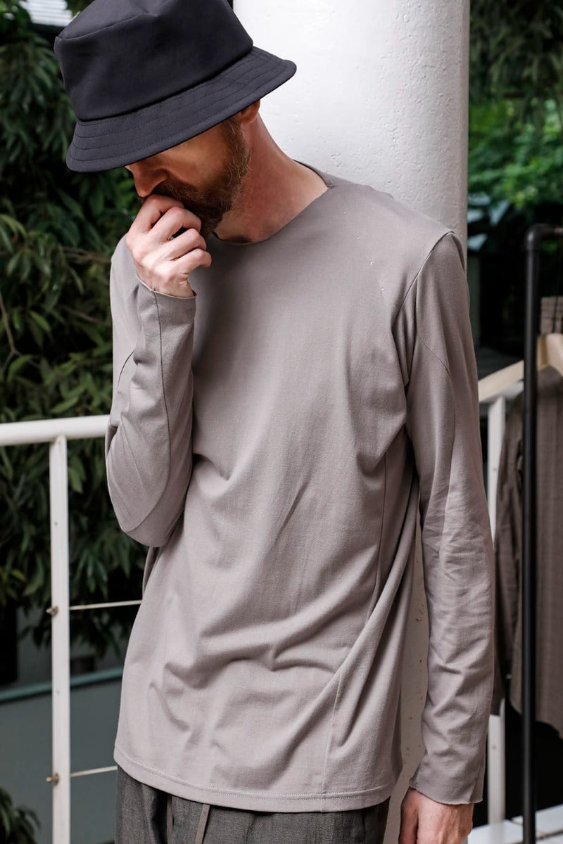 Crew Neck Long sleeve suvin cotton jersey  Stone Gray