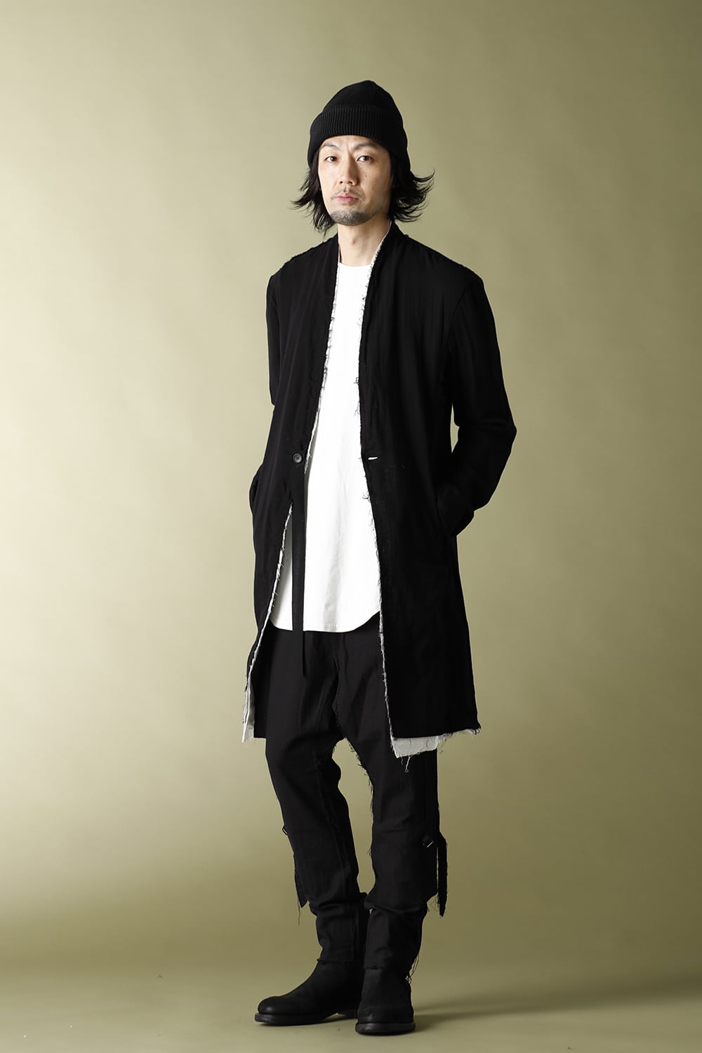 Layered Long Jacket Black/White