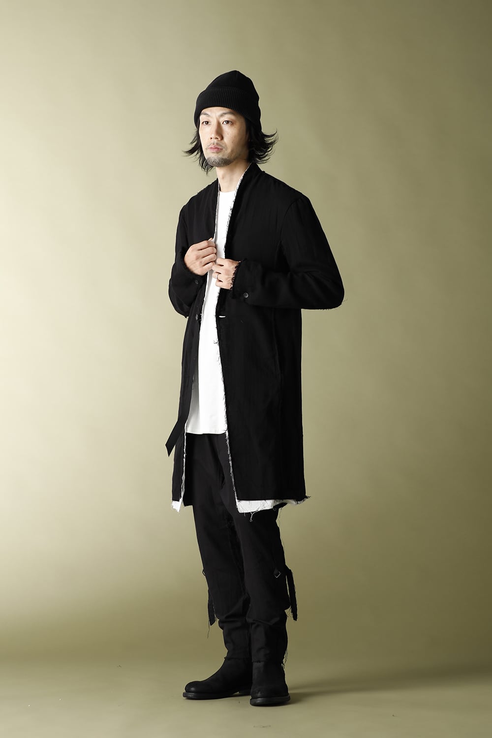 Layered Long Jacket Black/White