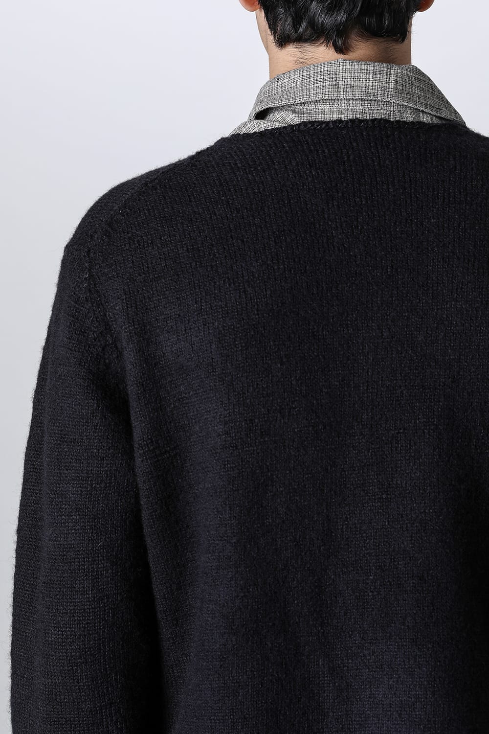 hand stitched crew neck cardigan Black