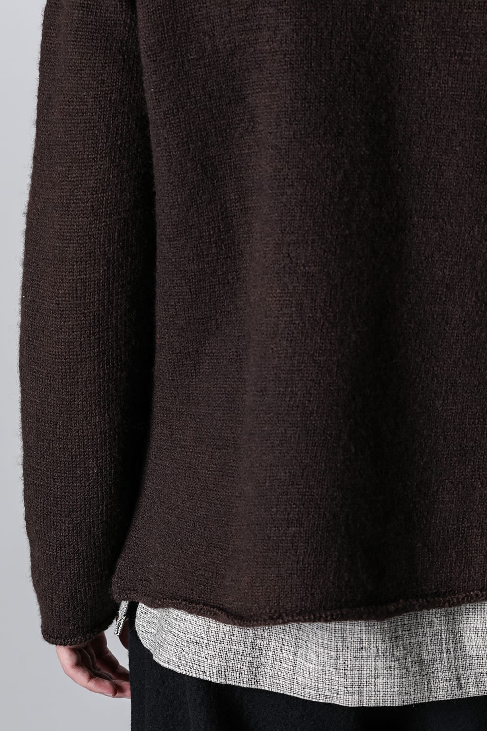 hand stitched crew neck cardigan Brown