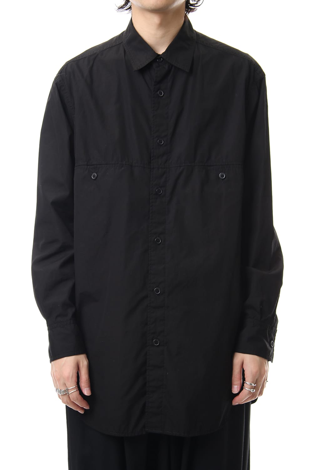 Front Switching Broad cloth Blouse Black