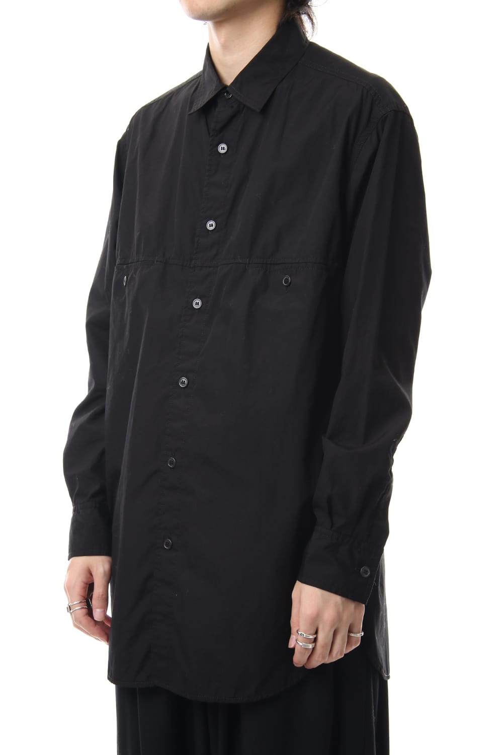 Front Switching Broad cloth Blouse Black