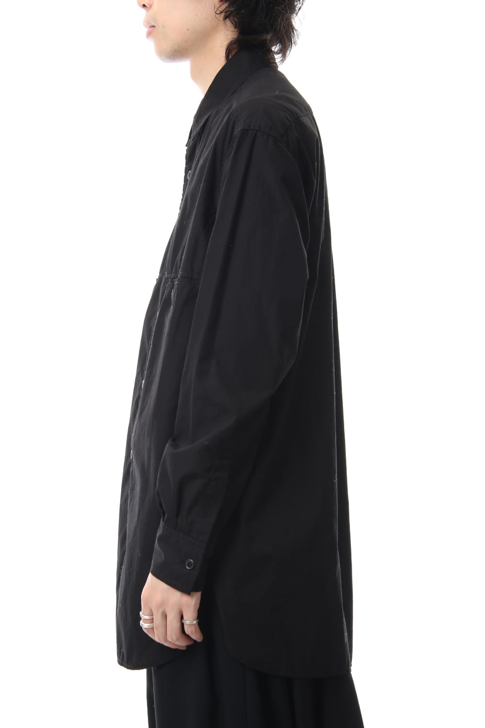 Front Switching Broad cloth Blouse Black