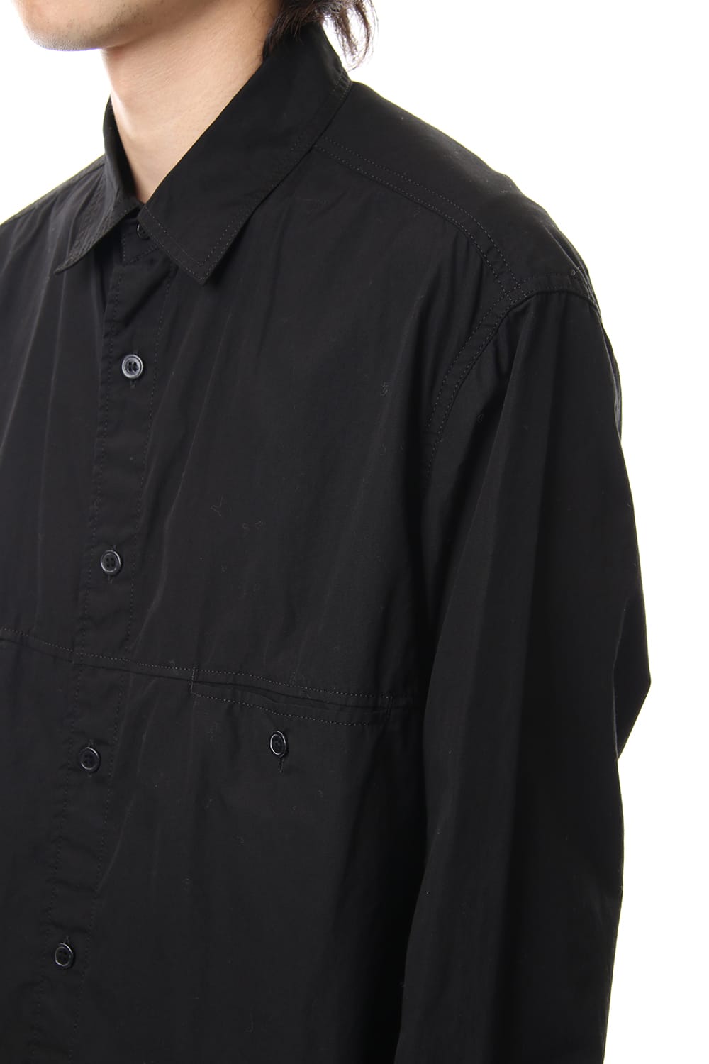 Front Switching Broad cloth Blouse Black