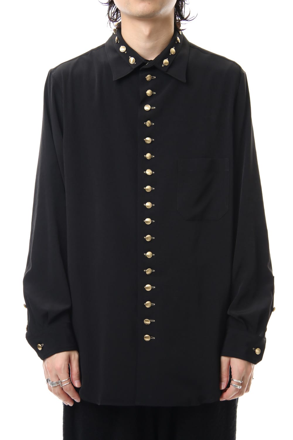 Gold Button Double Collar Blouse