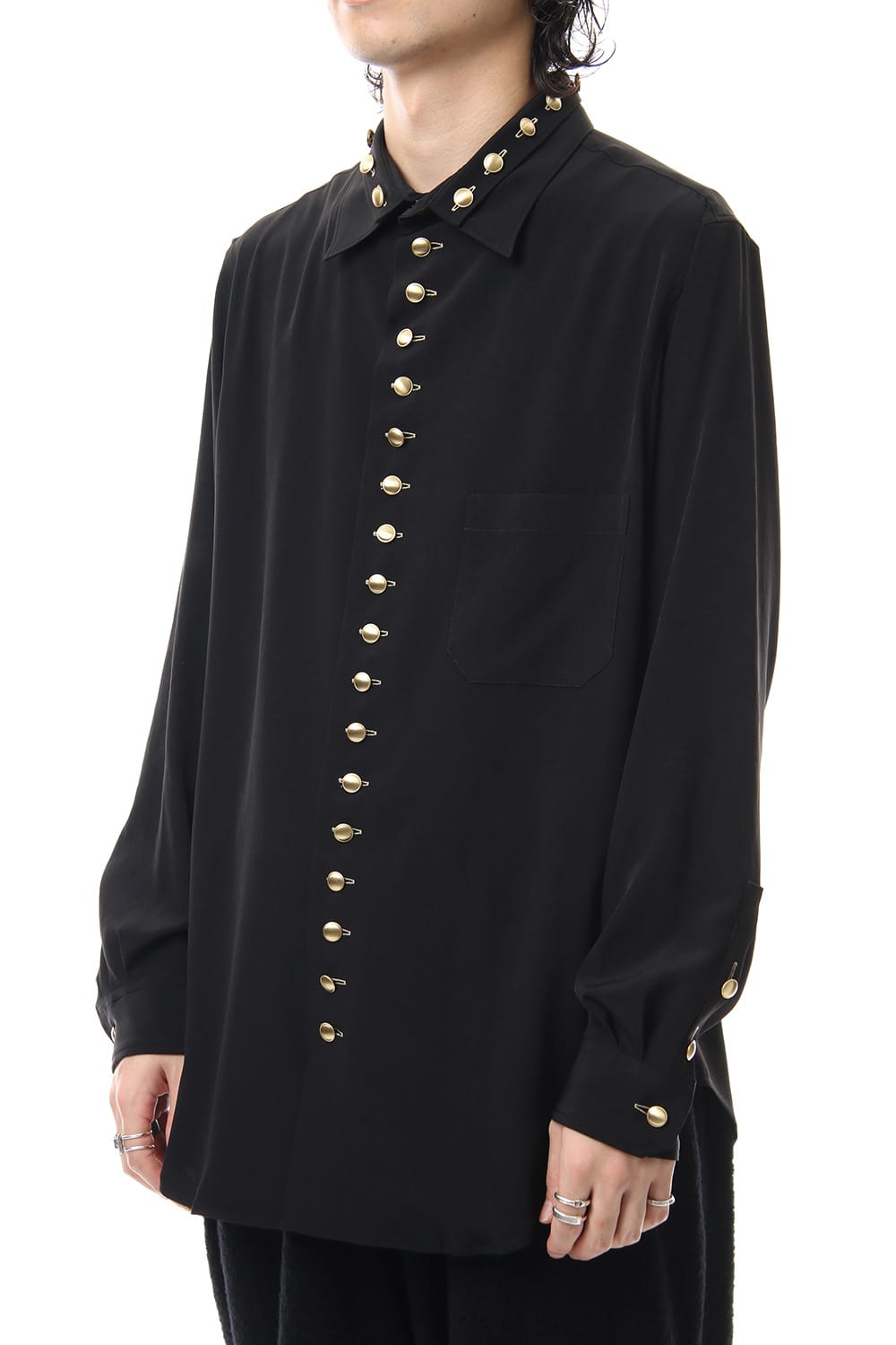 Gold Button Double Collar Blouse