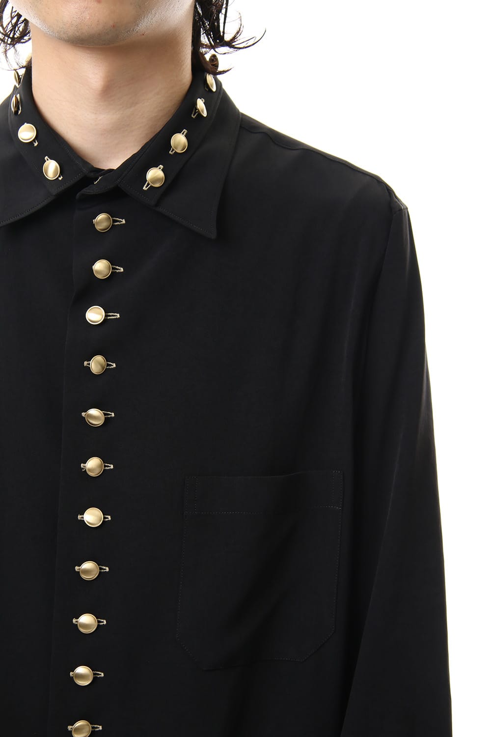 Gold Button Double Collar Blouse