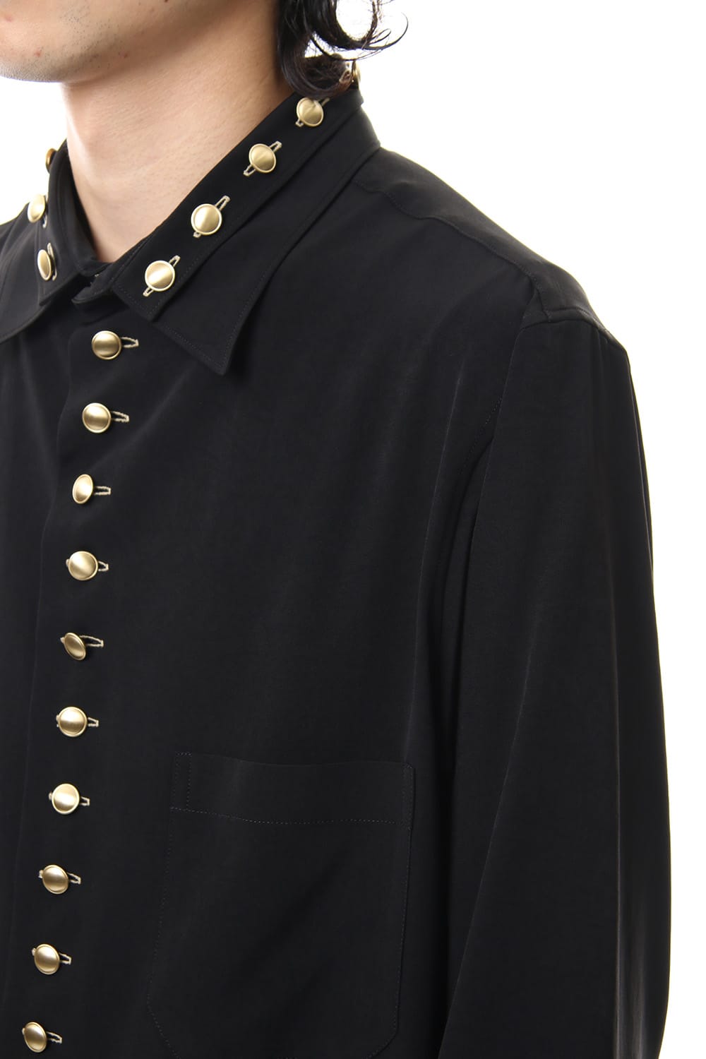 Gold Button Double Collar Blouse