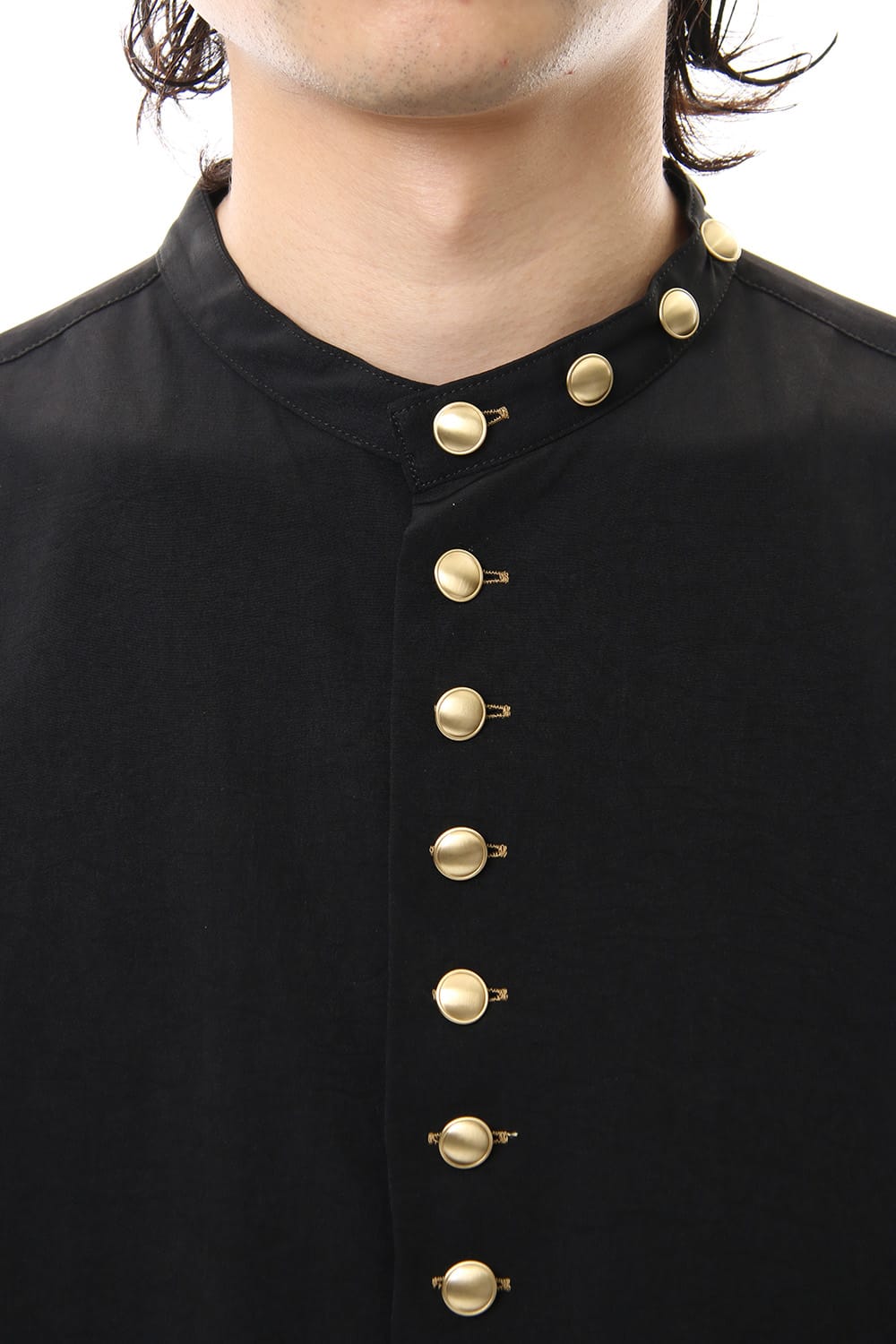 Gold Button Stand Collar Blouse