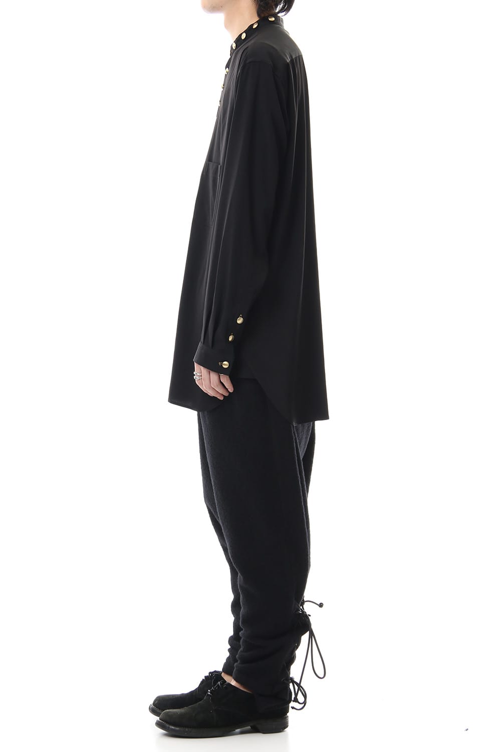 Gold Button Stand Collar Blouse