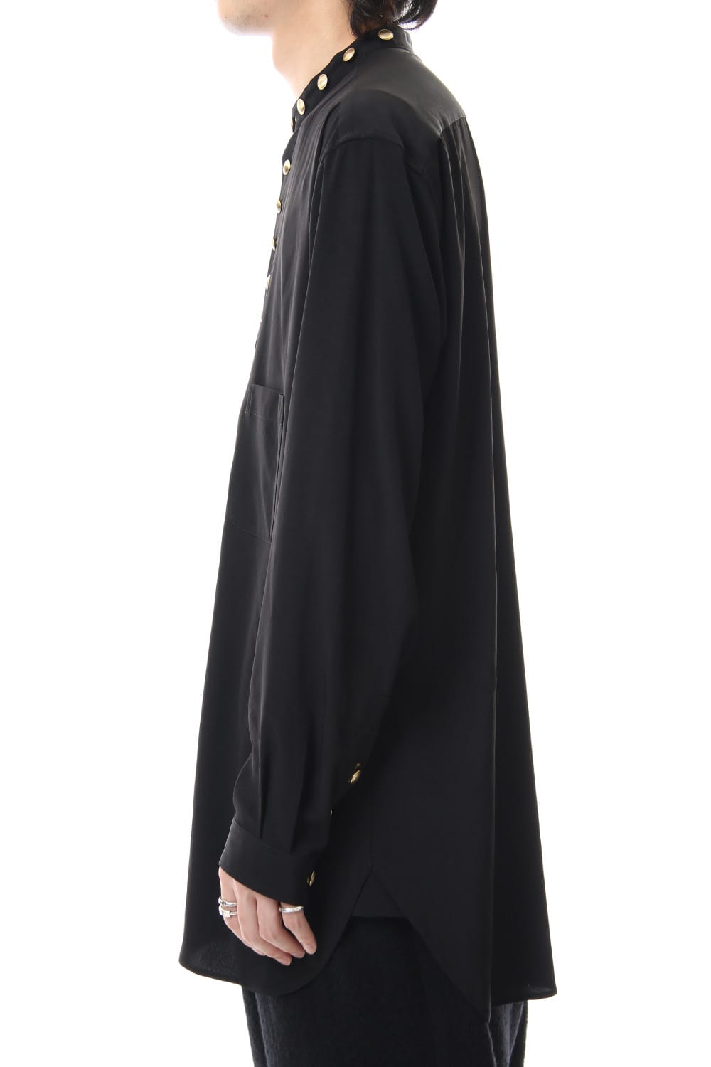 Gold Button Stand Collar Blouse