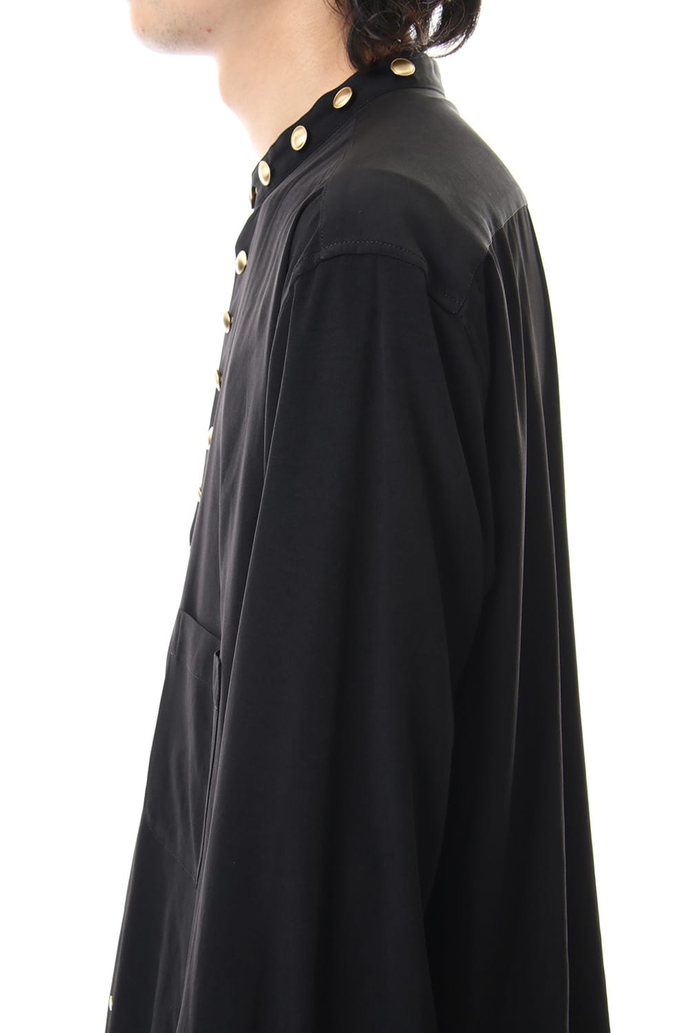 Gold Button Stand Collar Blouse