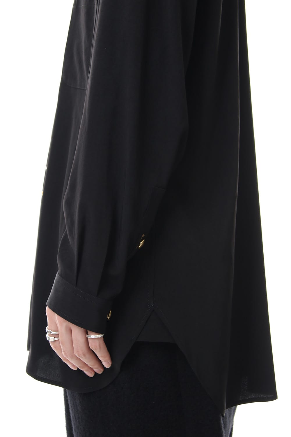 Gold Button Stand Collar Blouse