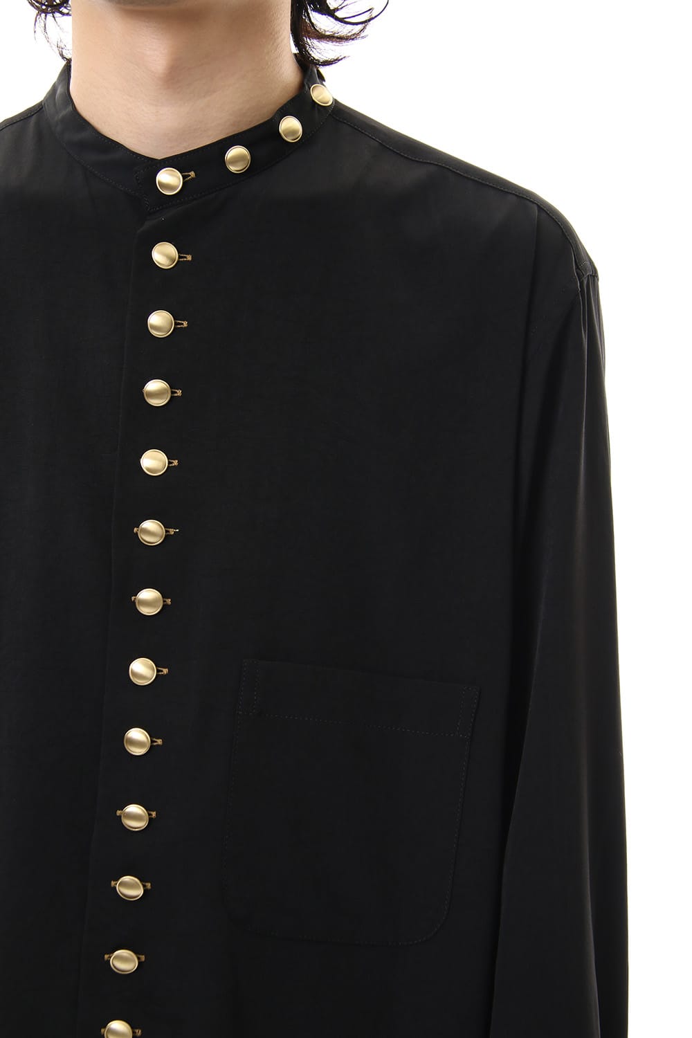 Gold Button Stand Collar Blouse