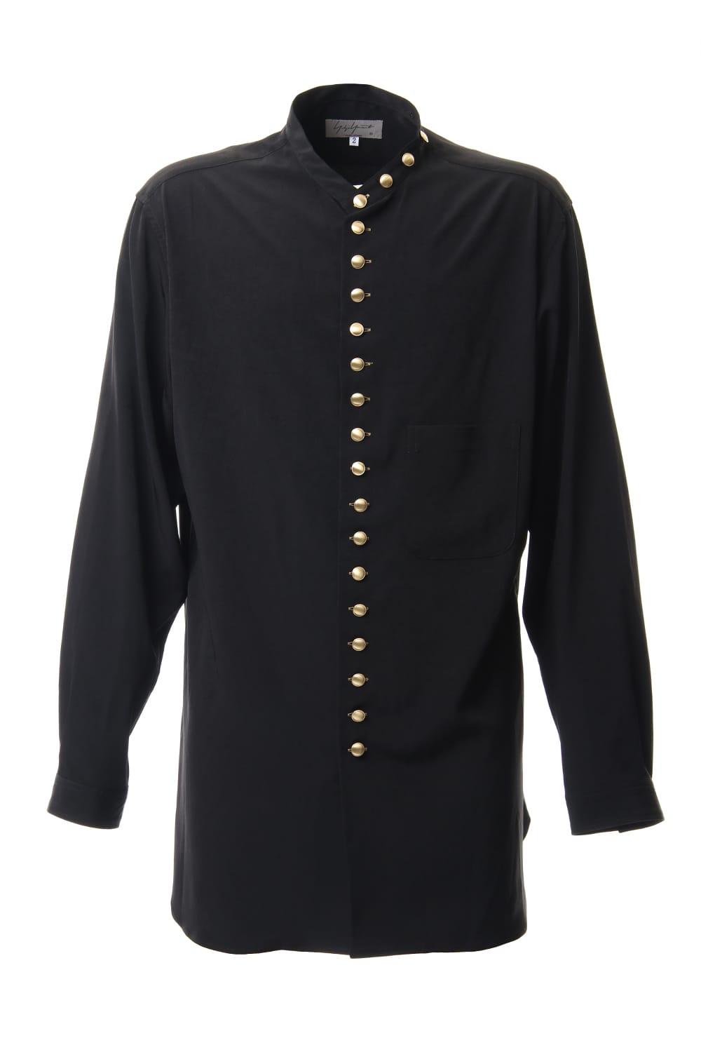 Gold Button Stand Collar Blouse