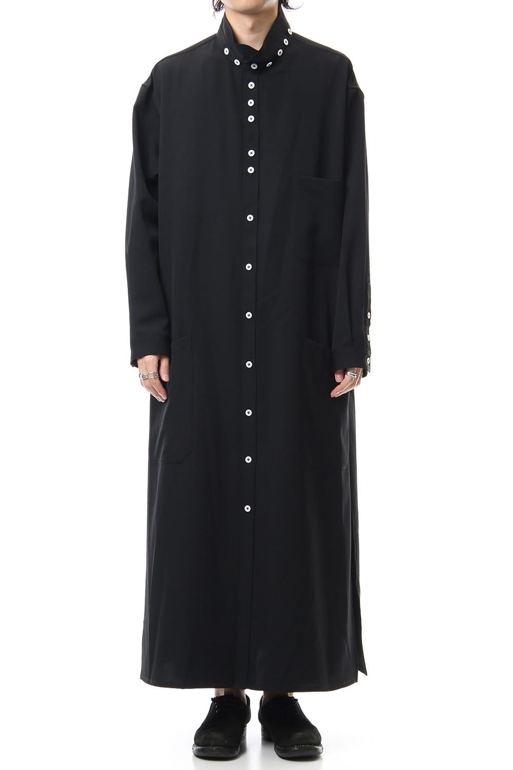 Gabardine Stand Collar Blouse