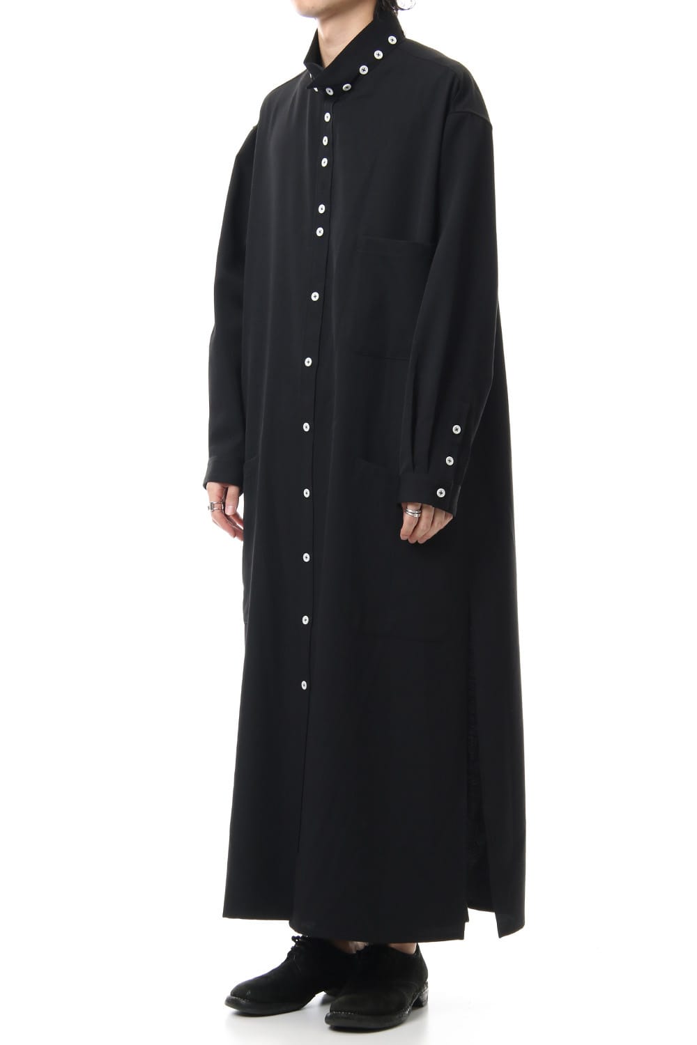 Gabardine Stand Collar Blouse