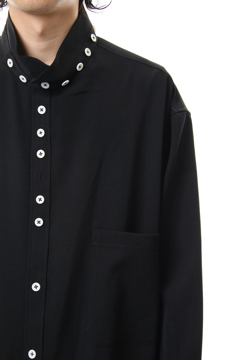 Gabardine Stand Collar Blouse