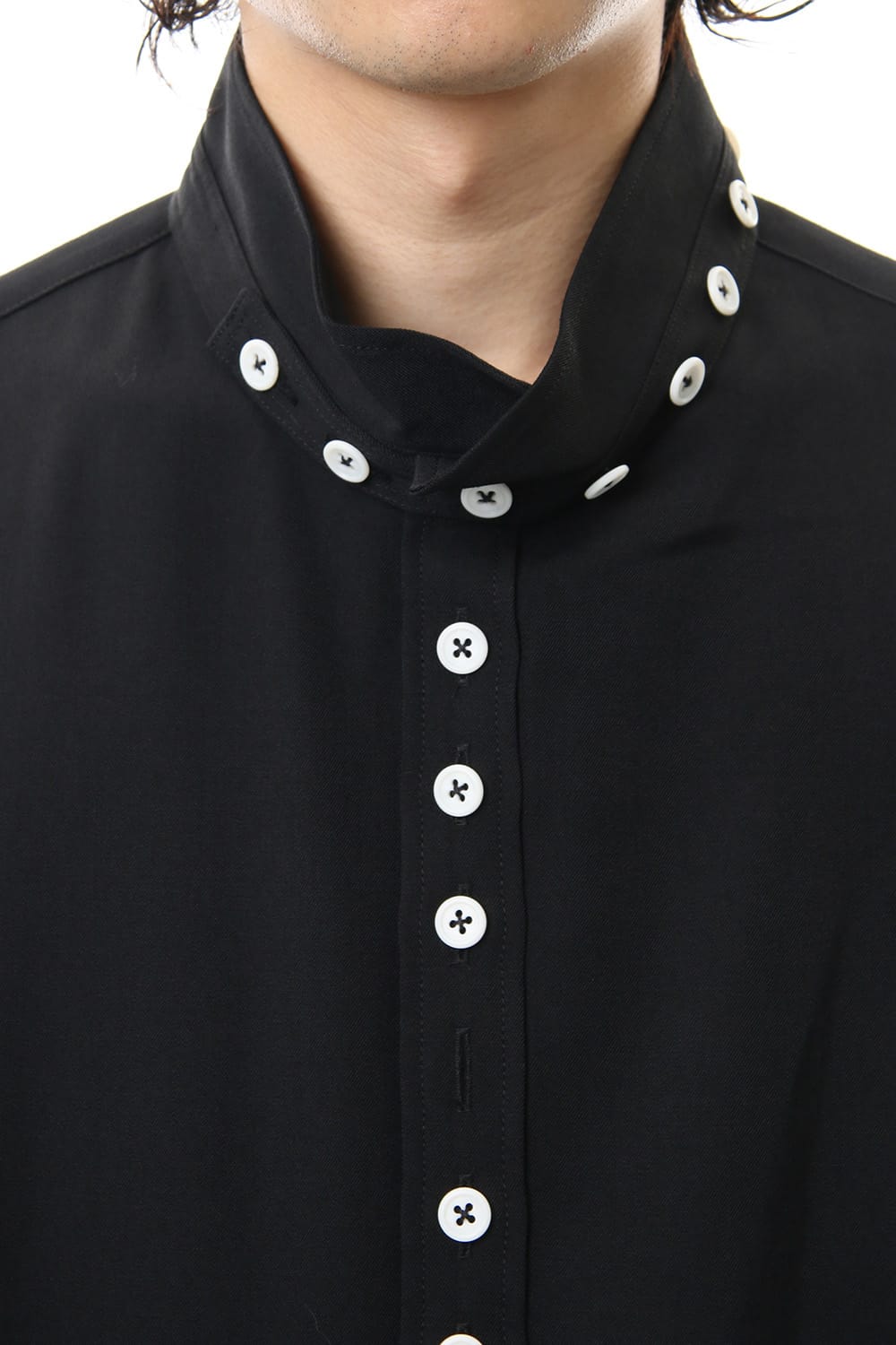 Gabardine Stand Collar Blouse