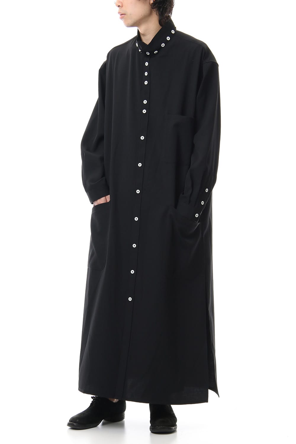 Gabardine Stand Collar Blouse