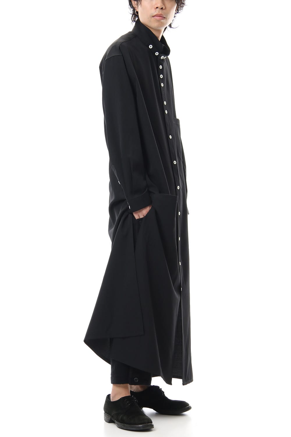 Gabardine Stand Collar Blouse