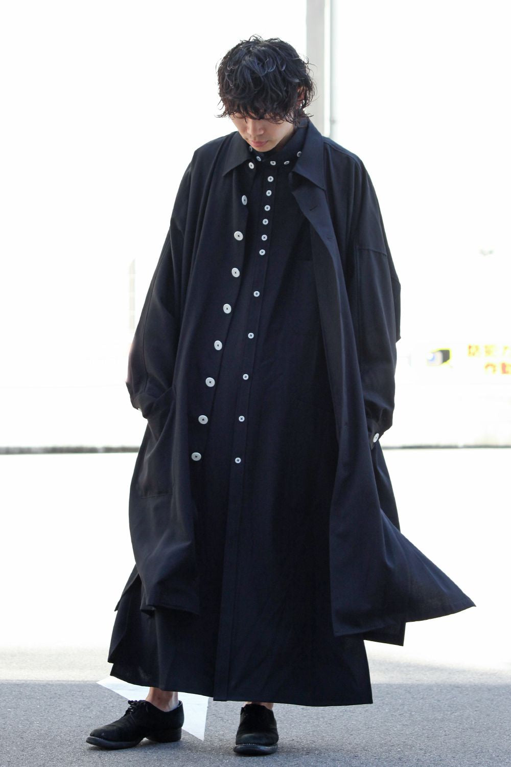 Gabardine Stand Collar Blouse