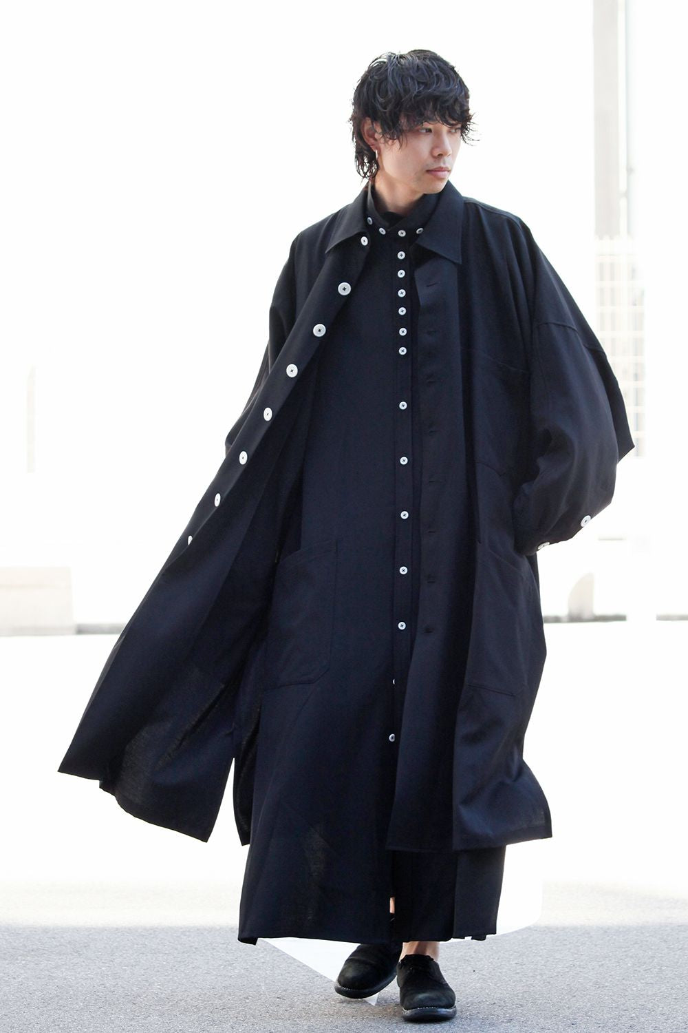 Gabardine Stand Collar Blouse