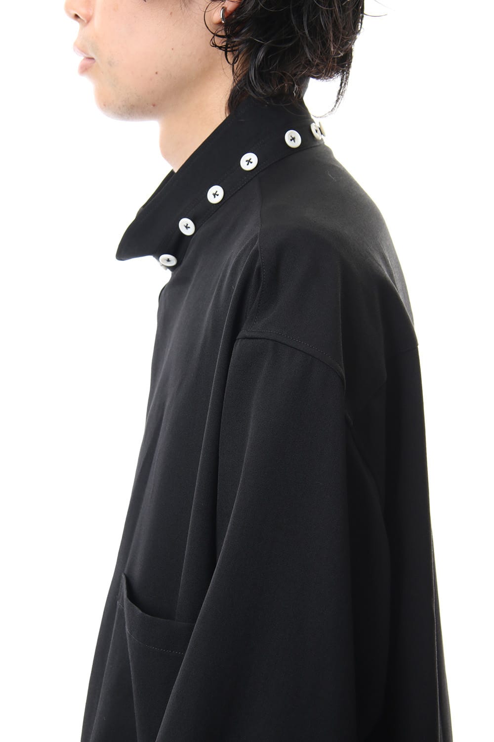 Gabardine Stand Collar Blouse