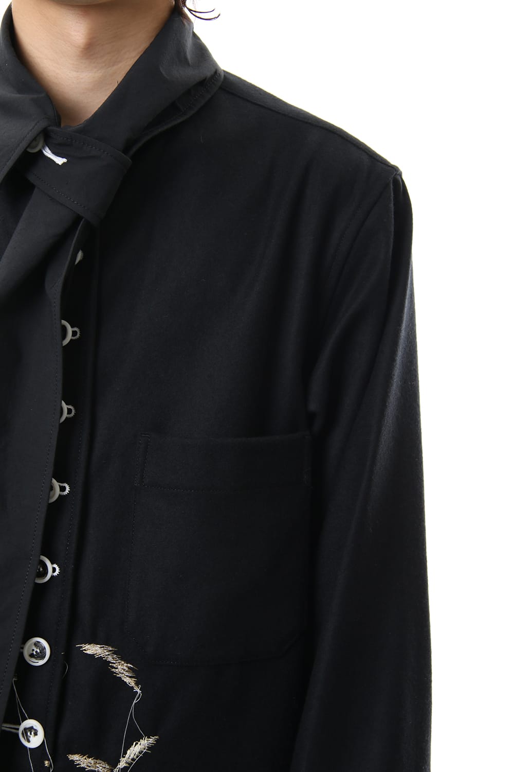 Scale EmbroideryScarf Collar Blouse