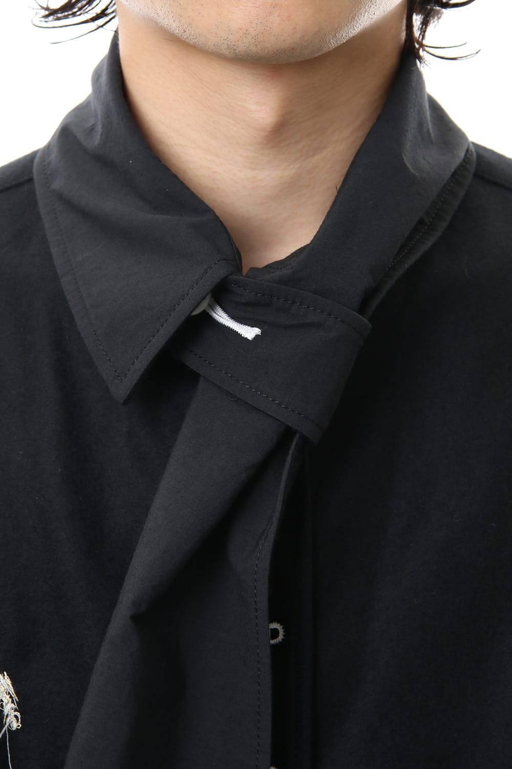 Scale EmbroideryScarf Collar Blouse