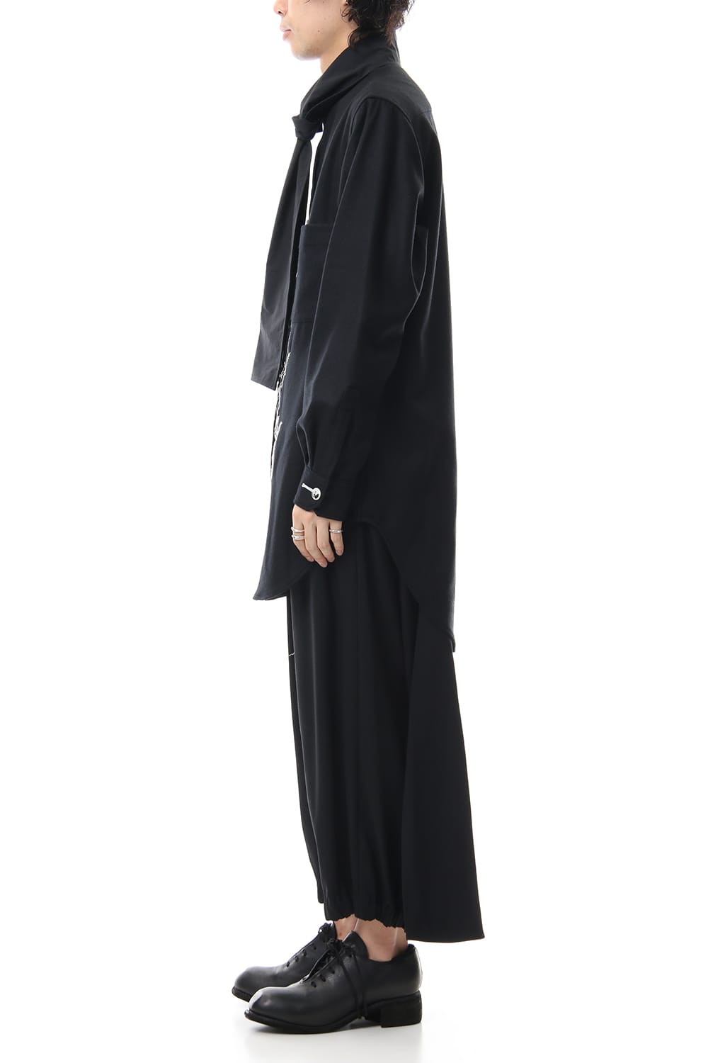 Scale EmbroideryScarf Collar Blouse