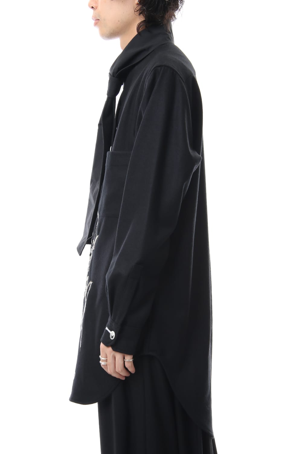 Scale EmbroideryScarf Collar Blouse