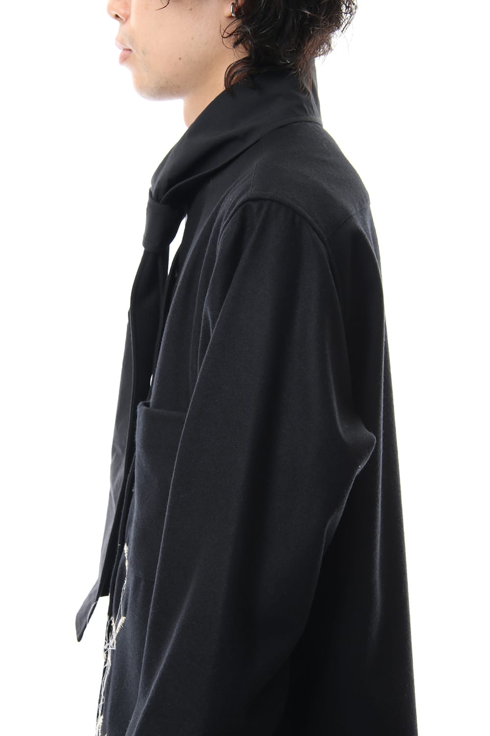 Scale EmbroideryScarf Collar Blouse