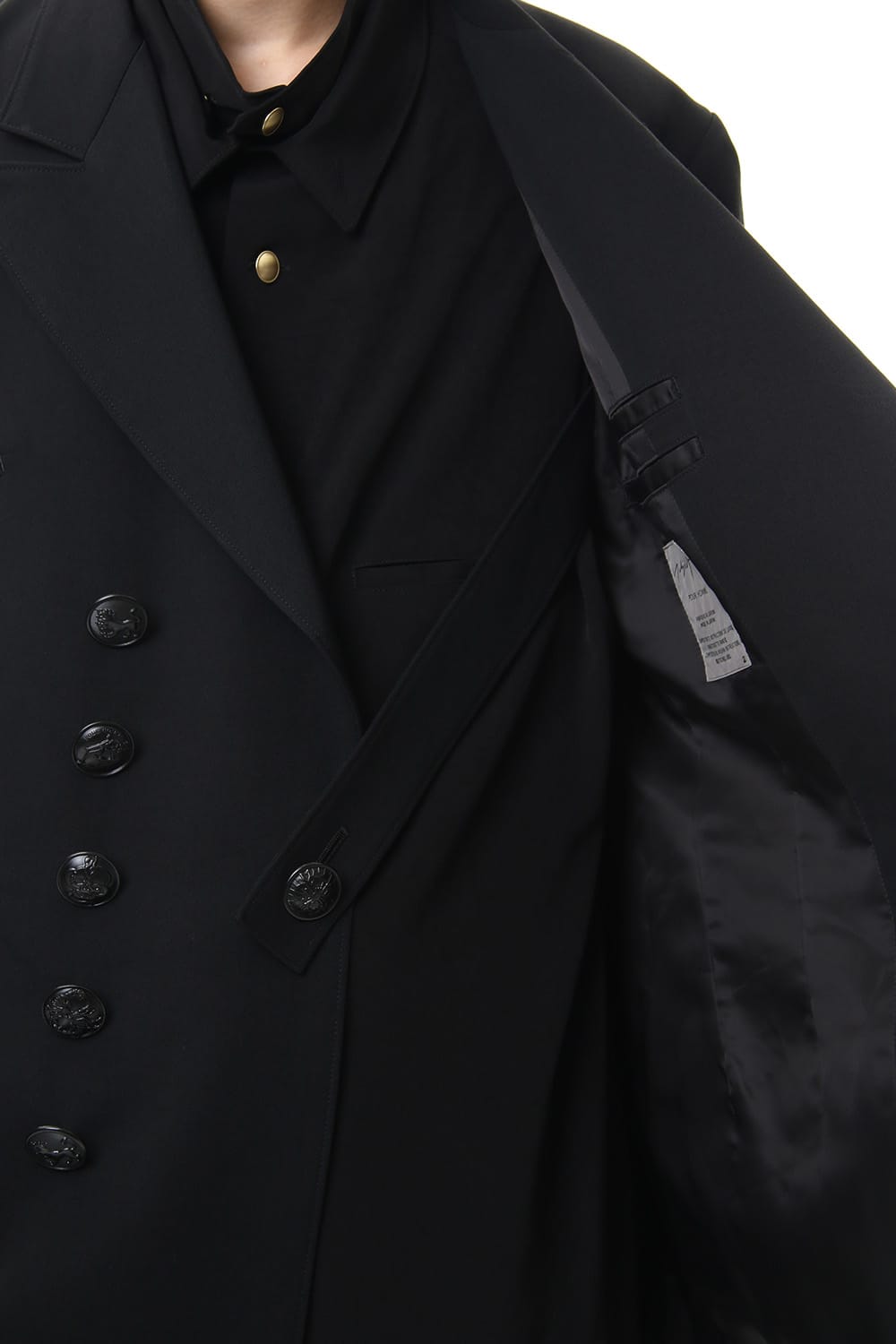  Black Button Double breasted Peaked lapel Jacket