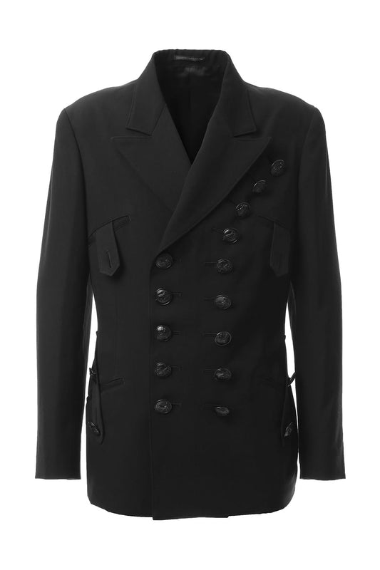 Black Button Double breasted Peaked lapel Jacket