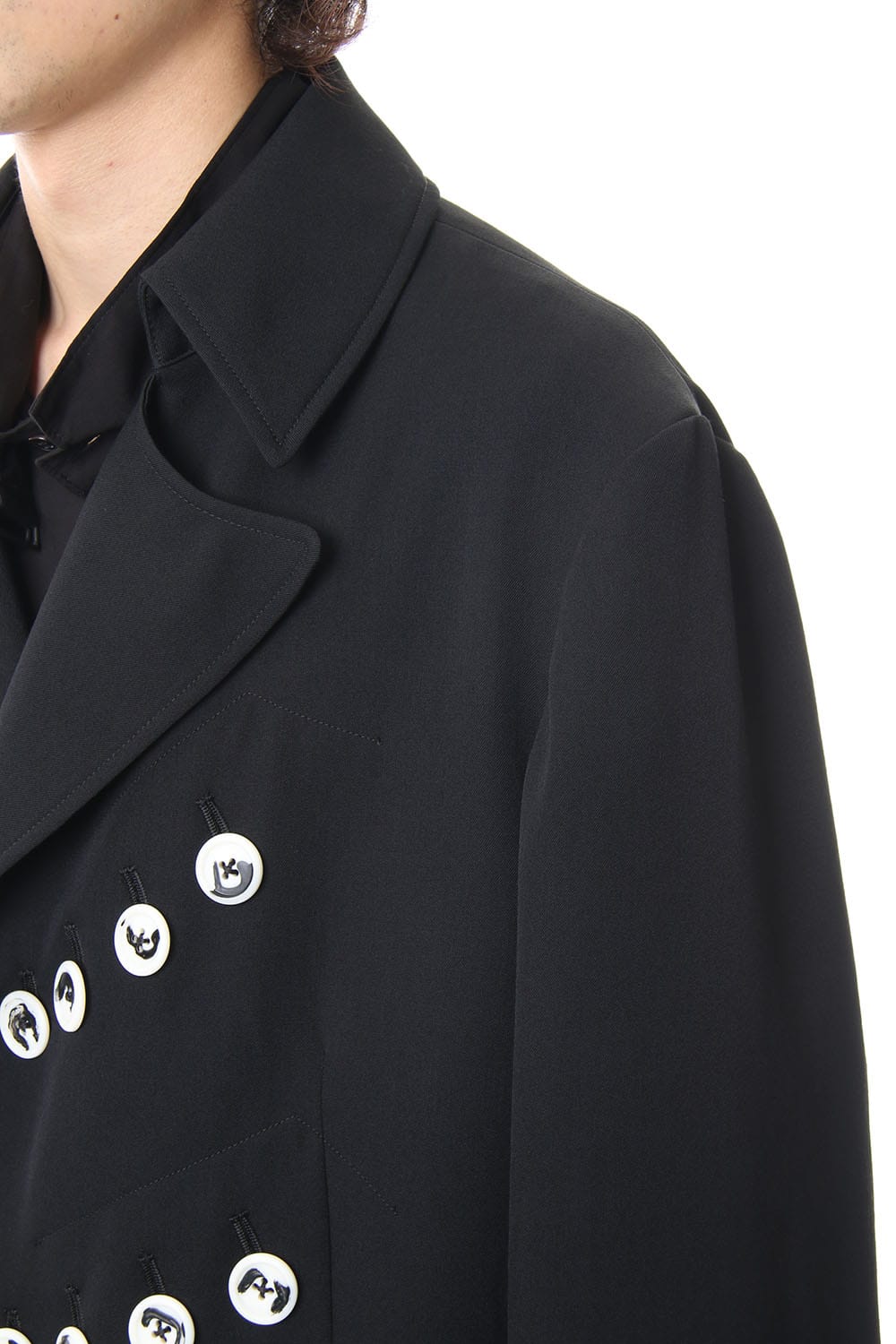 White Button Deformed collar Jacket