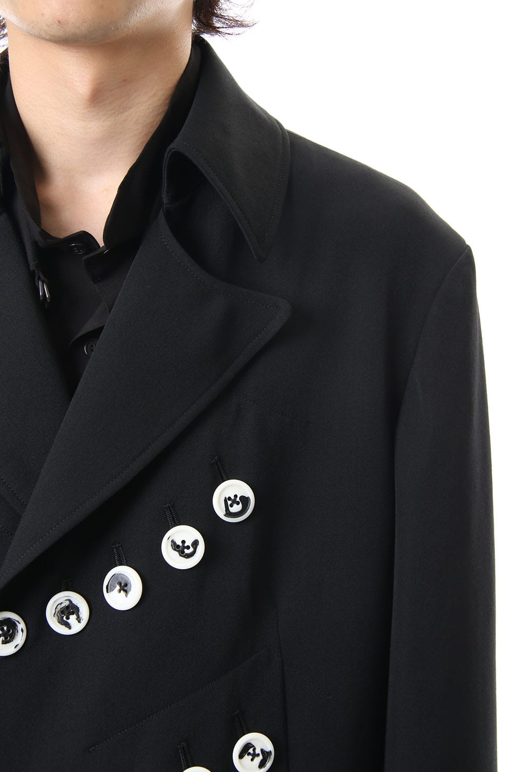 White Button Deformed collar Jacket