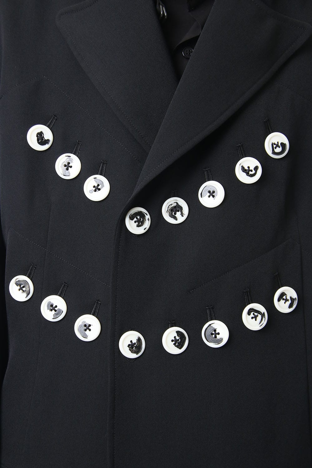 White Button Deformed collar Jacket