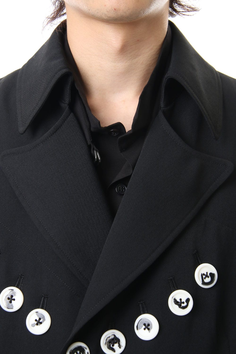 White Button Deformed collar Jacket