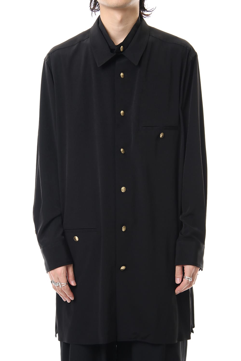 Gold Button Removable Collar Blouse