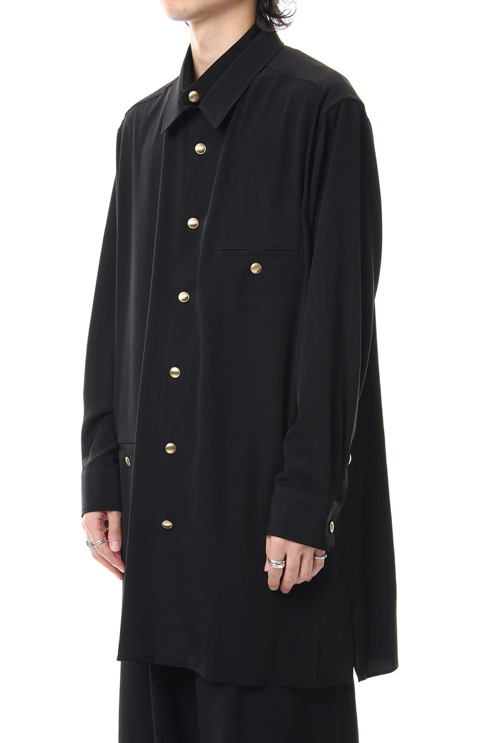 Gold Button Removable Collar Blouse